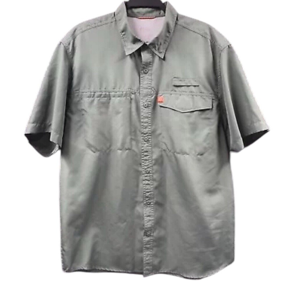 The American Outdoorsman Mens Fishing Shirt XL Green Vented Back Ripstop Fishing